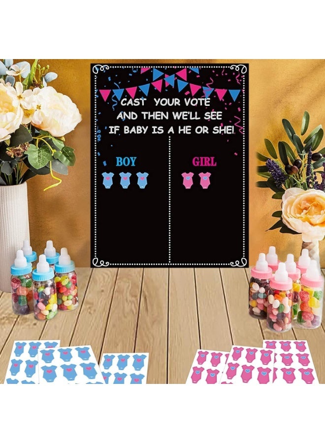 CLENEA Baby Gender Reveal Board, Party Supplies Kit with Decorations, Games Gender Reveal Voting Poster Board with Stickers, Chalkboard Design Party Games Kit - Image 5